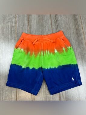 Polo Ralph Lauren Tie Dye Shorts Boys M (10-12) Dip-dyed Cotton Terry Fleece